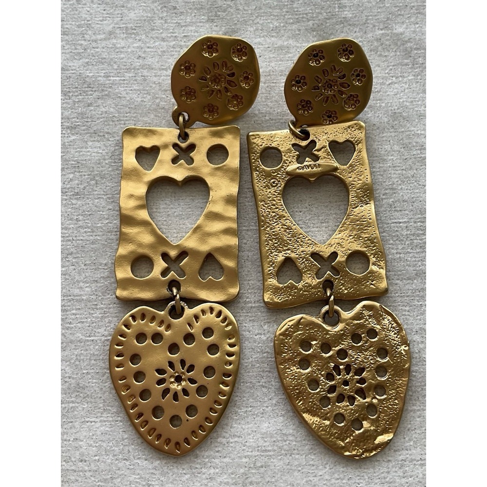 vintage Avon "American Treasures" earrings Gold Tone Dangle Drop Estate - Picture 6 of 6